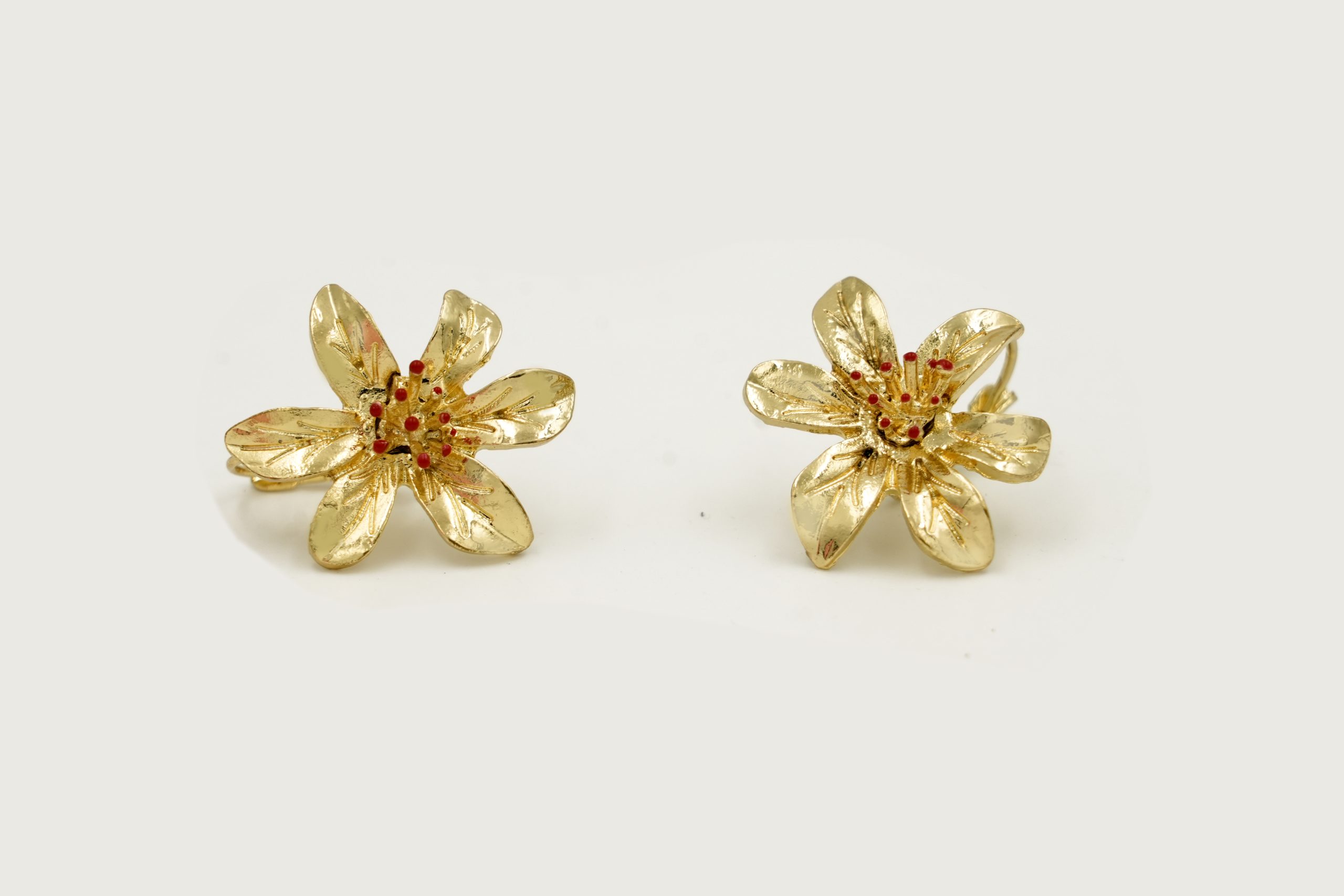 Ruby Bloom Gold Flower Earrings - Image 2