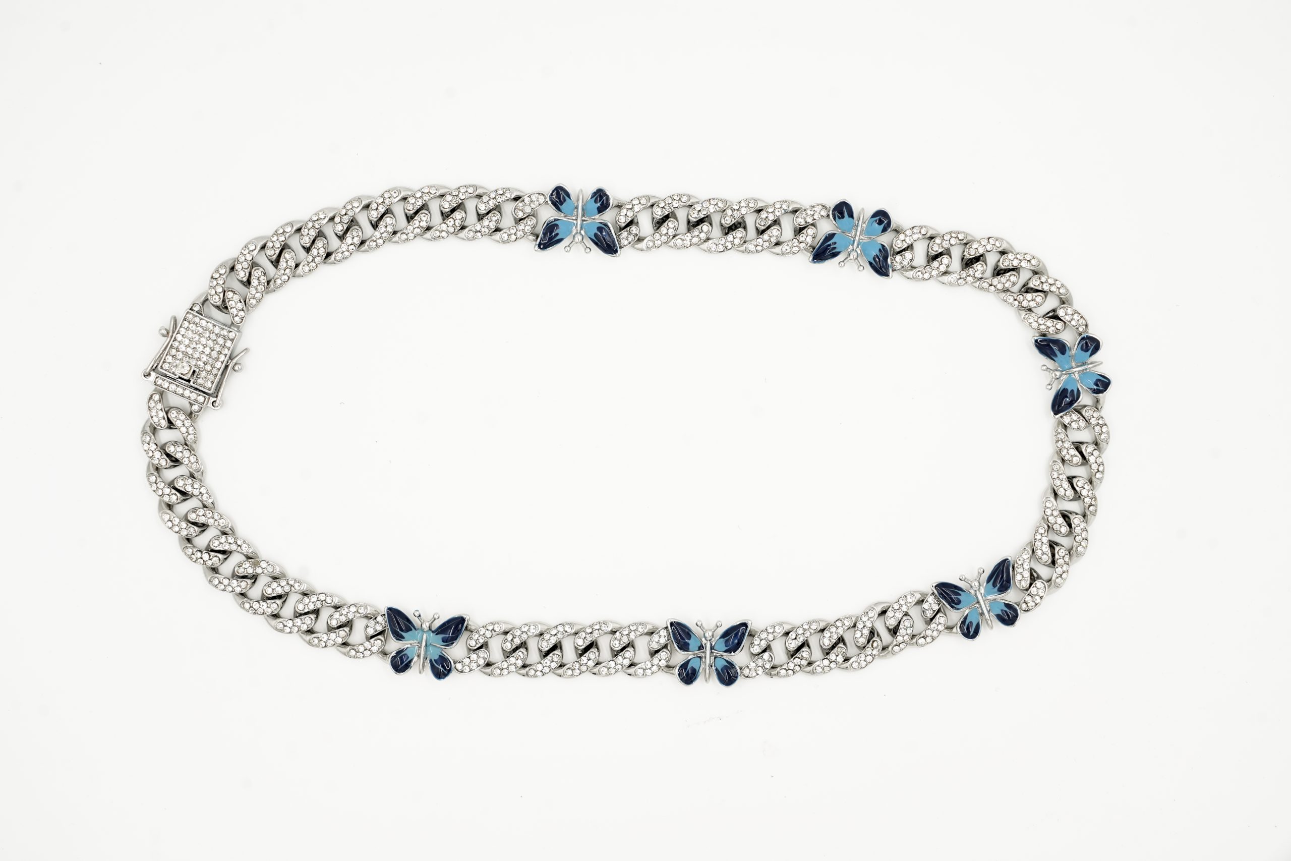 Blue Butterfly Sparkle Link Necklace - Image 4