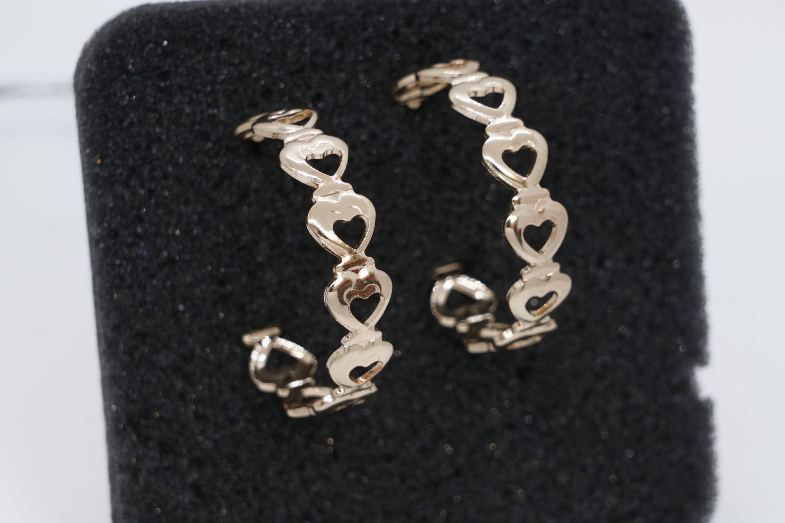 Golden Heart Link Hoop Earrings - Image 2