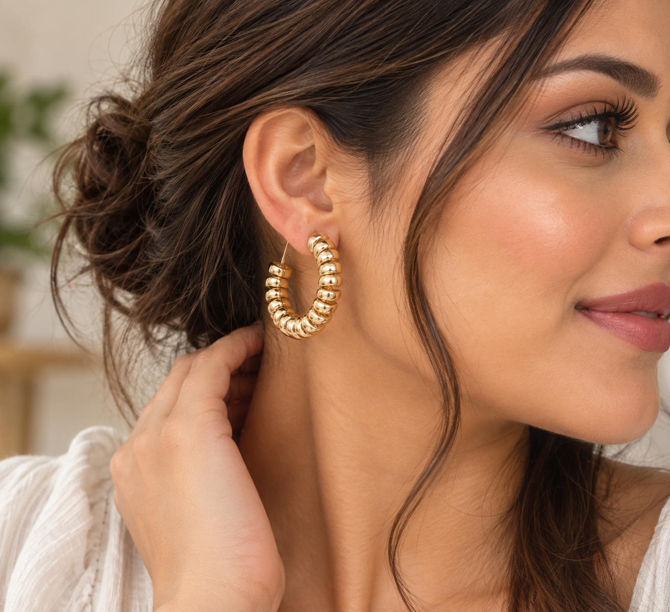 Golden Spiral Hoop Earrings